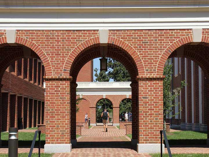 An arched walkway at the University of Virginia's Curry School of Education