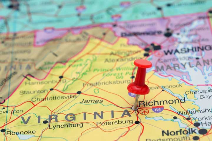 Richmond pinned on a map of USA